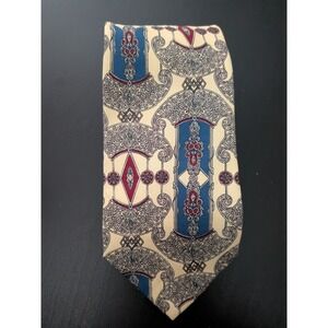 Vintage Bill Blass Tie Silk Necktie 60" USA Made Geometric Ornate Design
